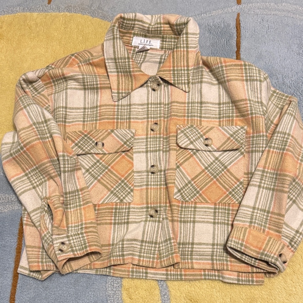 L.i.F.E. Love is for Eternity Medium Multicolor Plaid Shirt Jacket Button Up
